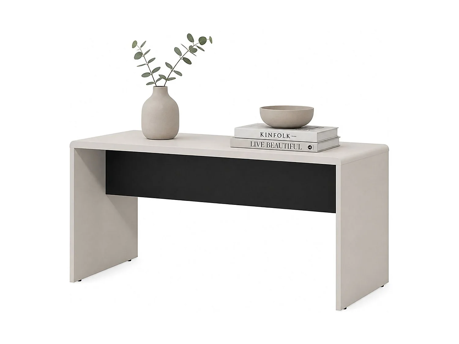 Tavolino da Salotto Limatola, Forma Rettangolare, 90x50x47h cm Bianco Crema, Colore Ripiano Bianco, Colore Struttura Nero