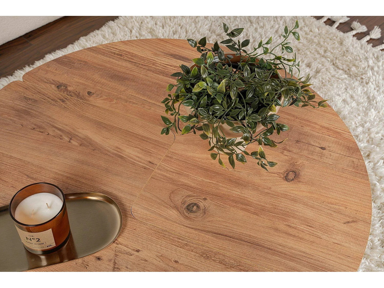 Table basse Tairn, forme carrée, 90x90x41h cm, pin marron