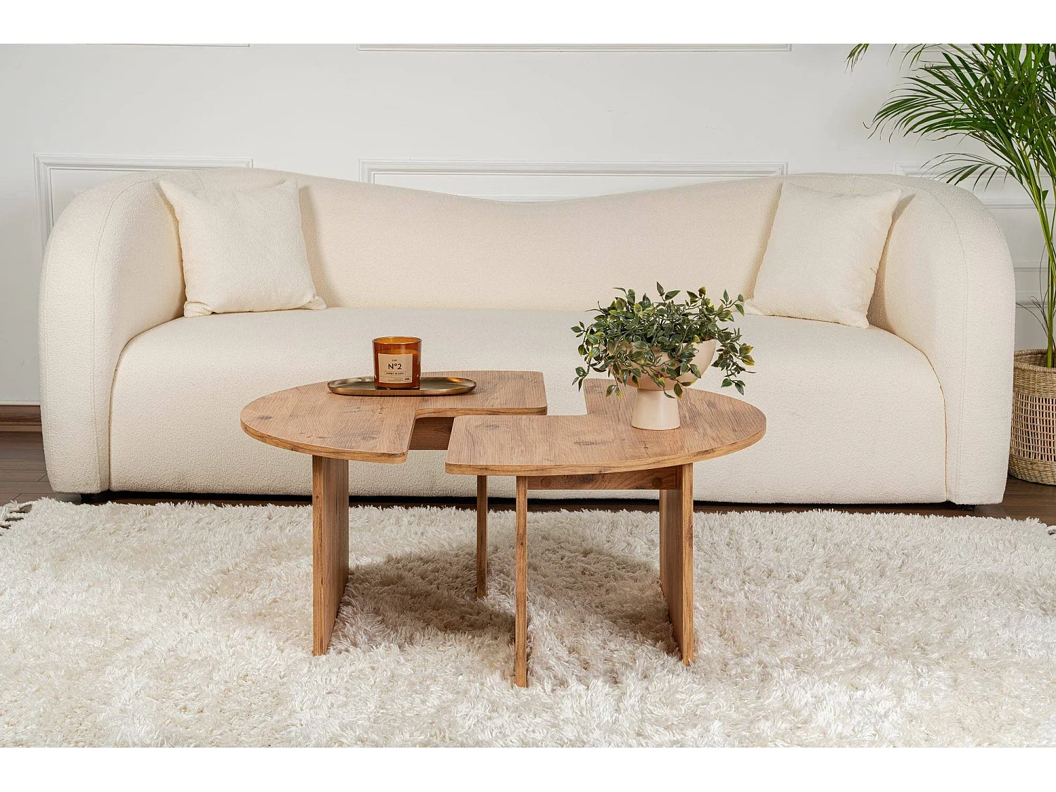 Table basse Tairn, forme carrée, 90x90x41h cm, pin marron