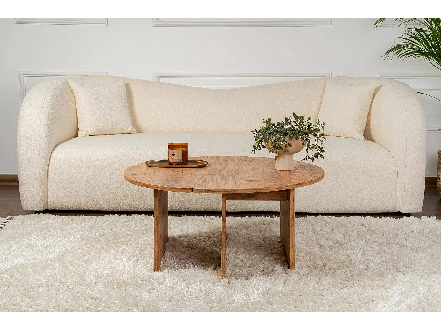 Table basse Tairn, forme carrée, 90x90x41h cm, pin marron