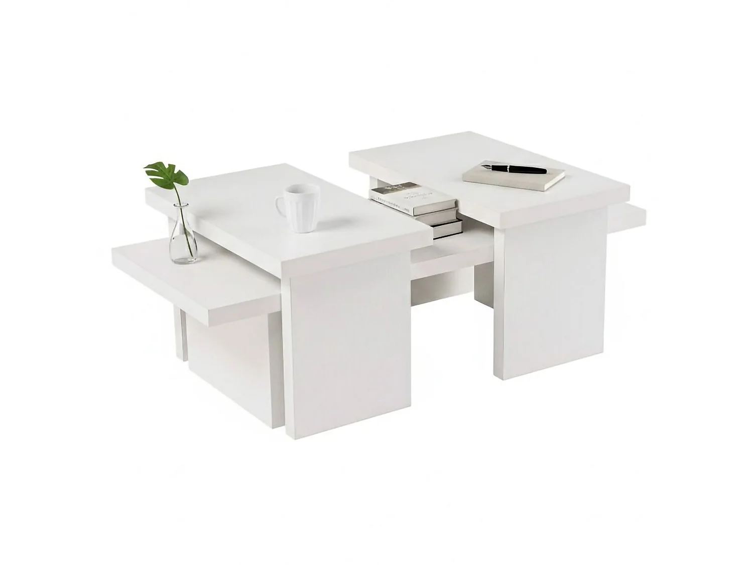 Table basse Amarantha, Forme rectangulaire, 45x110x41.5h cm Blanc