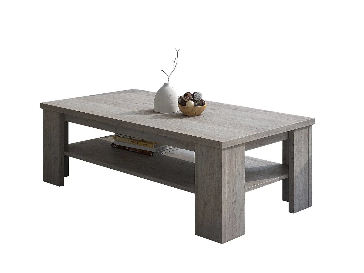 Carlazzo Couchtisch, ein Fach, 130x67x41h cm Grau Eiche Grau, rechteckig, Farbton Tischplatte Eiche Grau