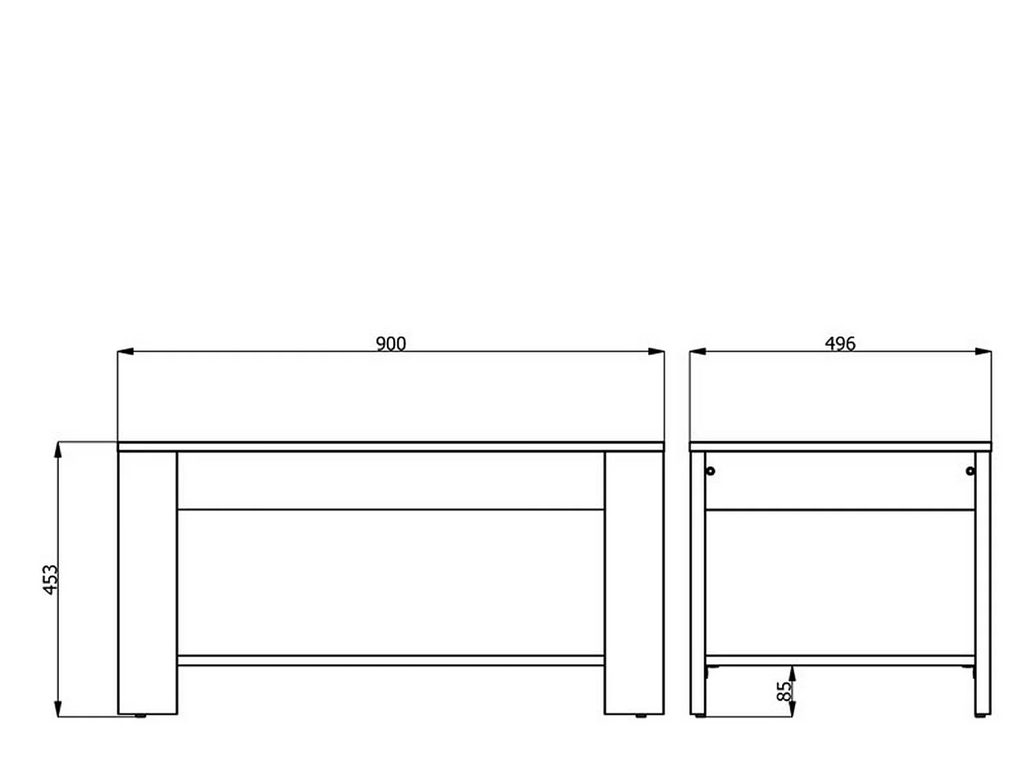 Tavolino da Salotto Signa, un Vano, 90x50x46h cm Bianco, Forma Rettangolare, Materiale Piano in Legno Nobilitato