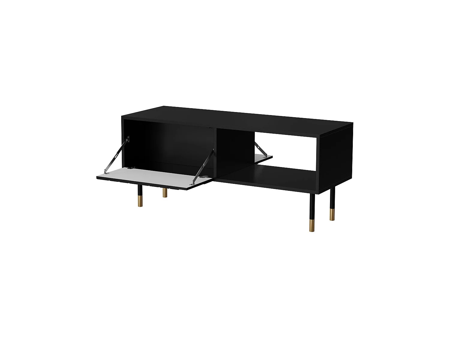 Salontafel Sersale, 2 vakken, 110x60x46h cm zwart, rechthoekige vorm, kleur gouden frame