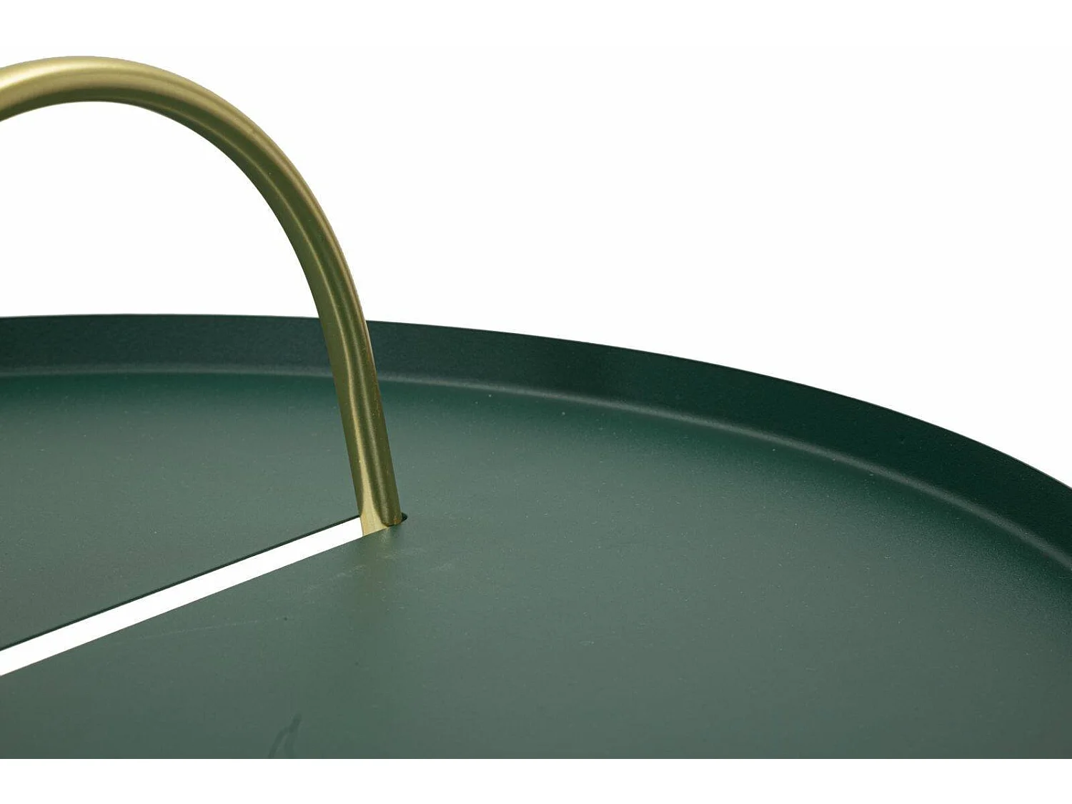 Mesita de salón Nigra, revistero, 45x45x59h cm verde, forma redonda, color estructura dorado