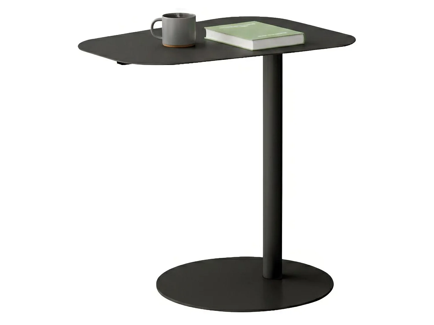 Mesa de centro Niccone, esquinas redondeadas, 50x38x50h cm gris pizarra, forma fantasía, degradado de color, tablero pizarra