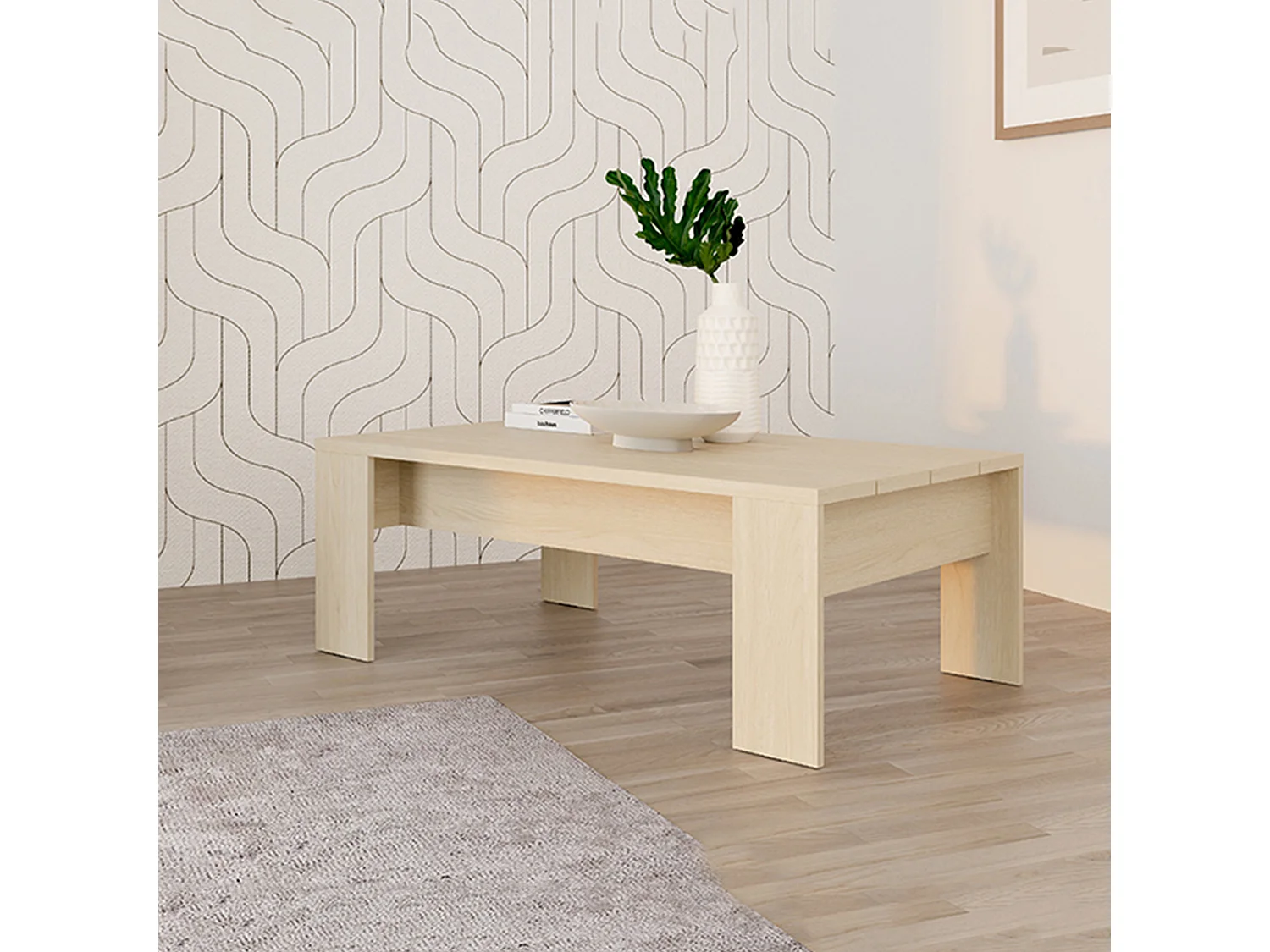 Tavolino da Salotto Bertona, Forma Rettangolare, 120x67x43h cm Marrone Rovere, Colore Ripiano Marrone, Sfumatura Colore Struttura Rovere