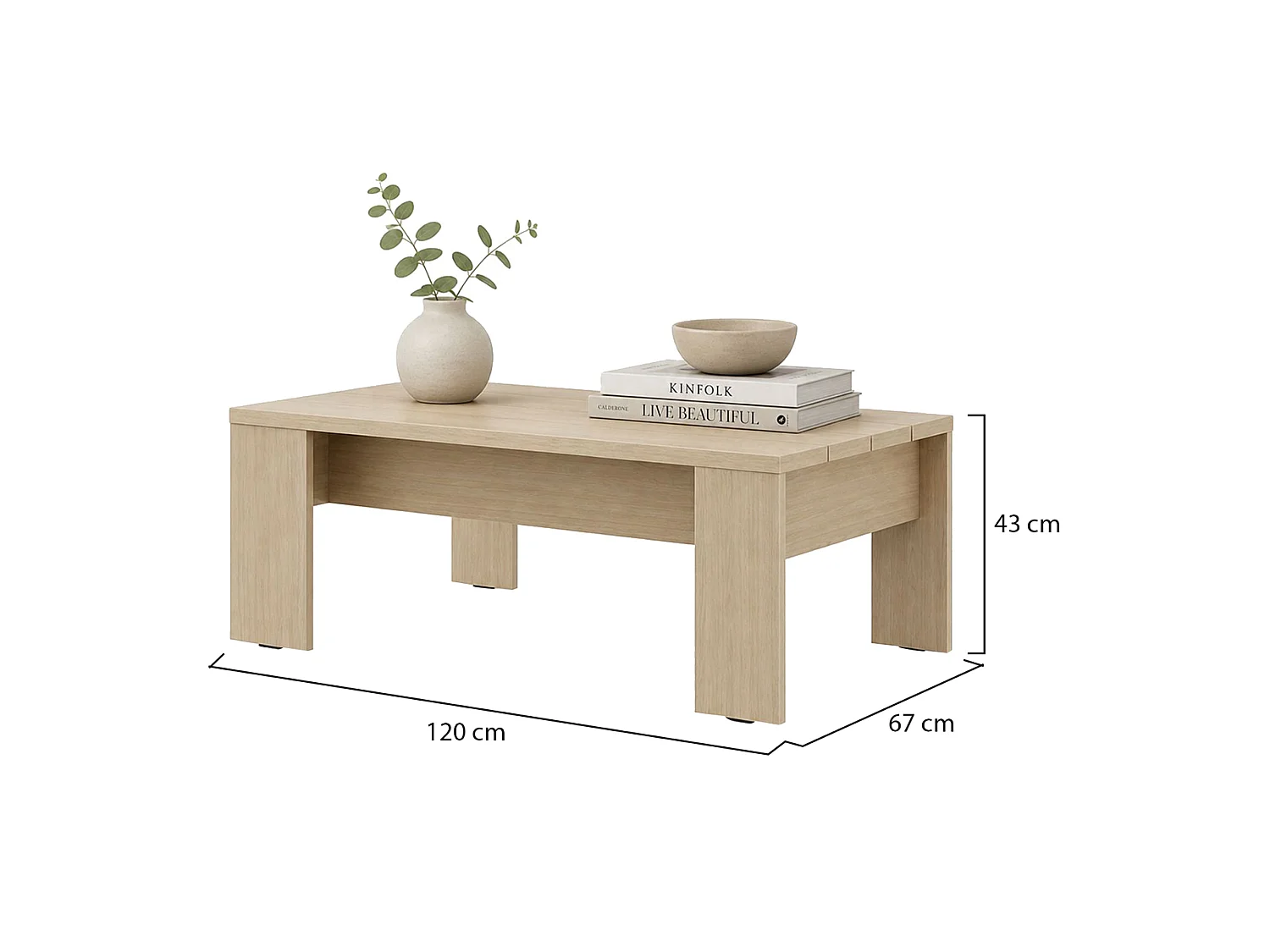 Tavolino da Salotto Bertona, Forma Rettangolare, 120x67x43h cm Marrone Rovere, Colore Ripiano Marrone, Sfumatura Colore Struttura Rovere