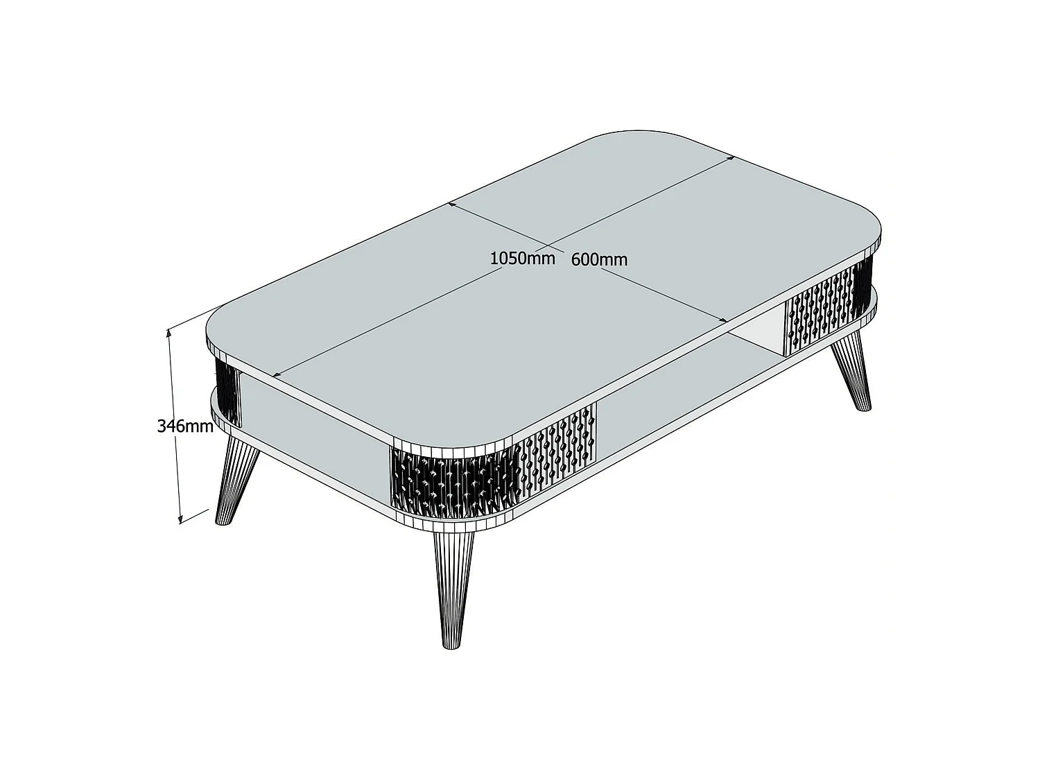 Tavolino da Salotto Medicina, un Vano, 105x60x35h cm Beige Marmo, con Piedini, Forma Rettangolare