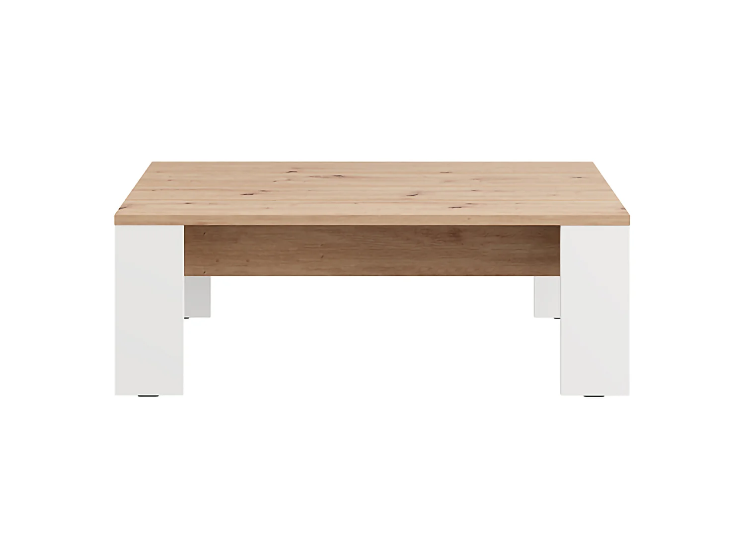 Table basse Bertona, forme rectangulaire, 120x67x43h cm, chêne noyer brun, plateau brun, structure blanche