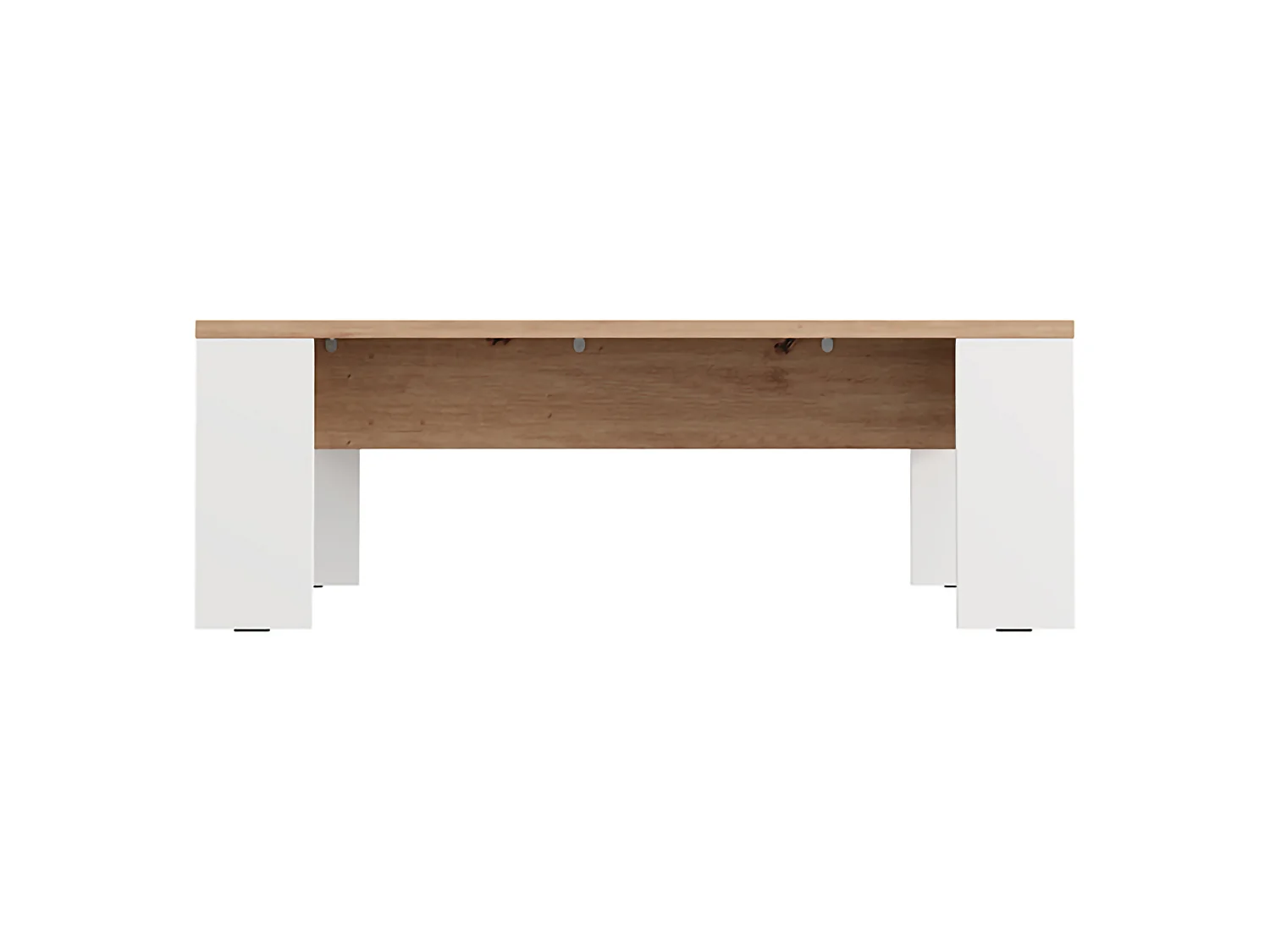 Table basse Bertona, forme rectangulaire, 120x67x43h cm, chêne noyer brun, plateau brun, structure blanche