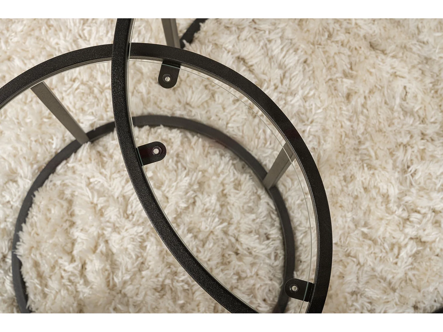 Table basse Simaxis, modulable, 60x60x43h cm noir, forme ronde, plateau en verre