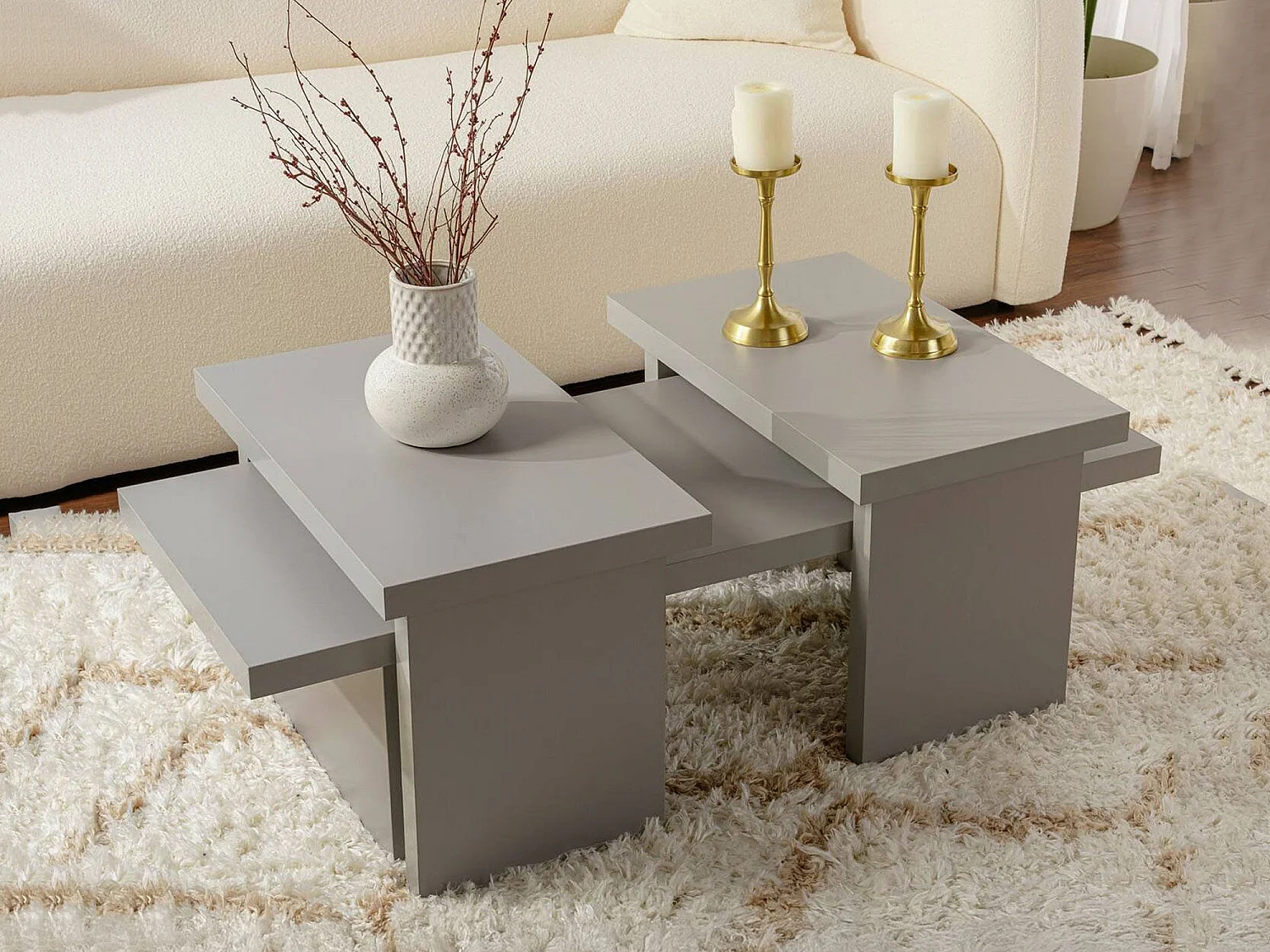 Salontafel Amarantha, rechthoekig, 110x45x42h cm, grijs, blad van gemelamineerd hout, legplank grijs
