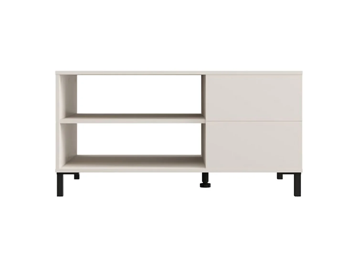 Tavolino da Salotto Salentina, un Cassetto, 102x55x52h cm Bianco Crema, con Piedini, 3 Vani