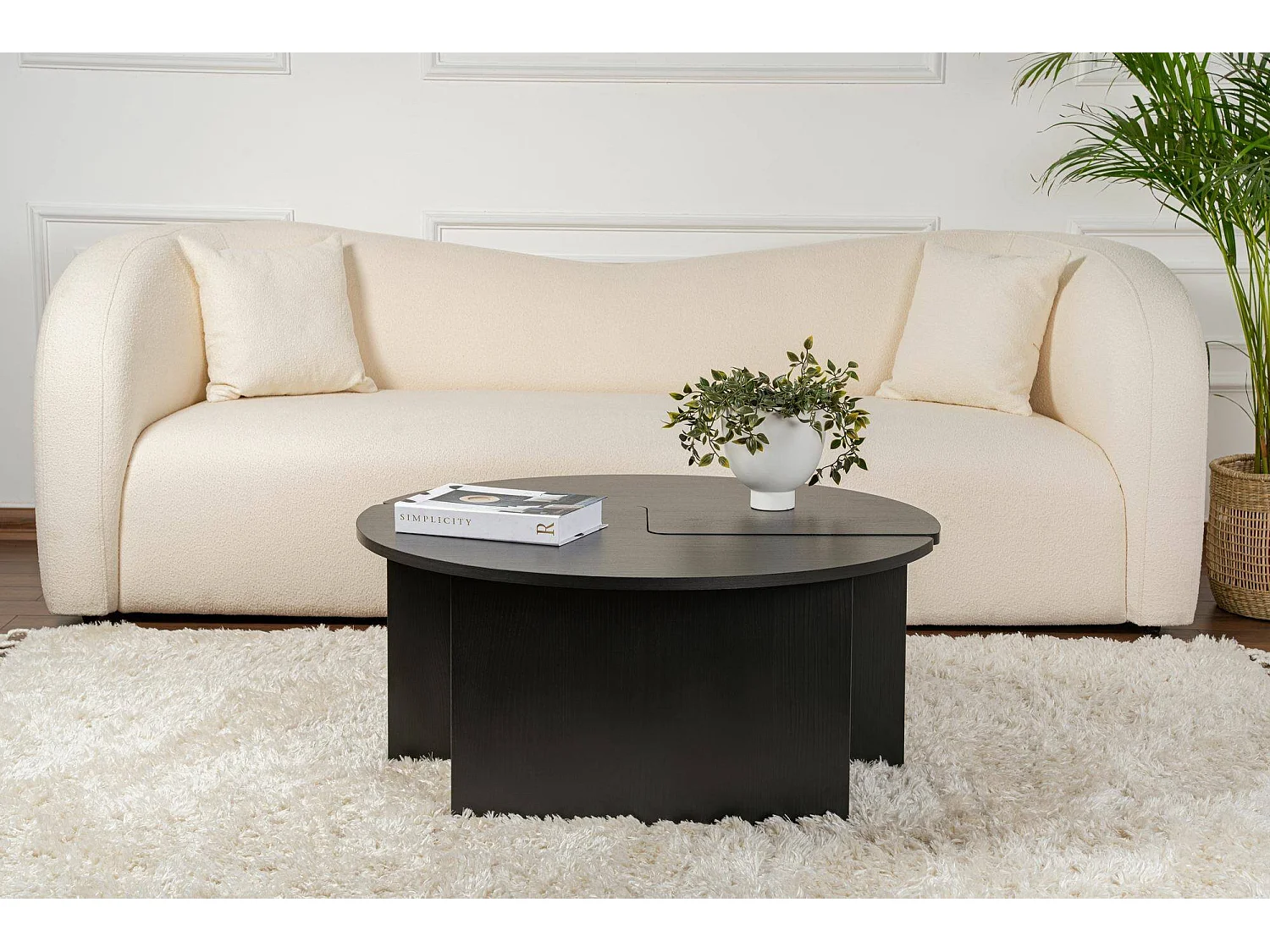 Salontafel Tairn, ronde vorm, 90x90x41h cm zwart, blad van gemelamineerd hout, kleur blad zwart