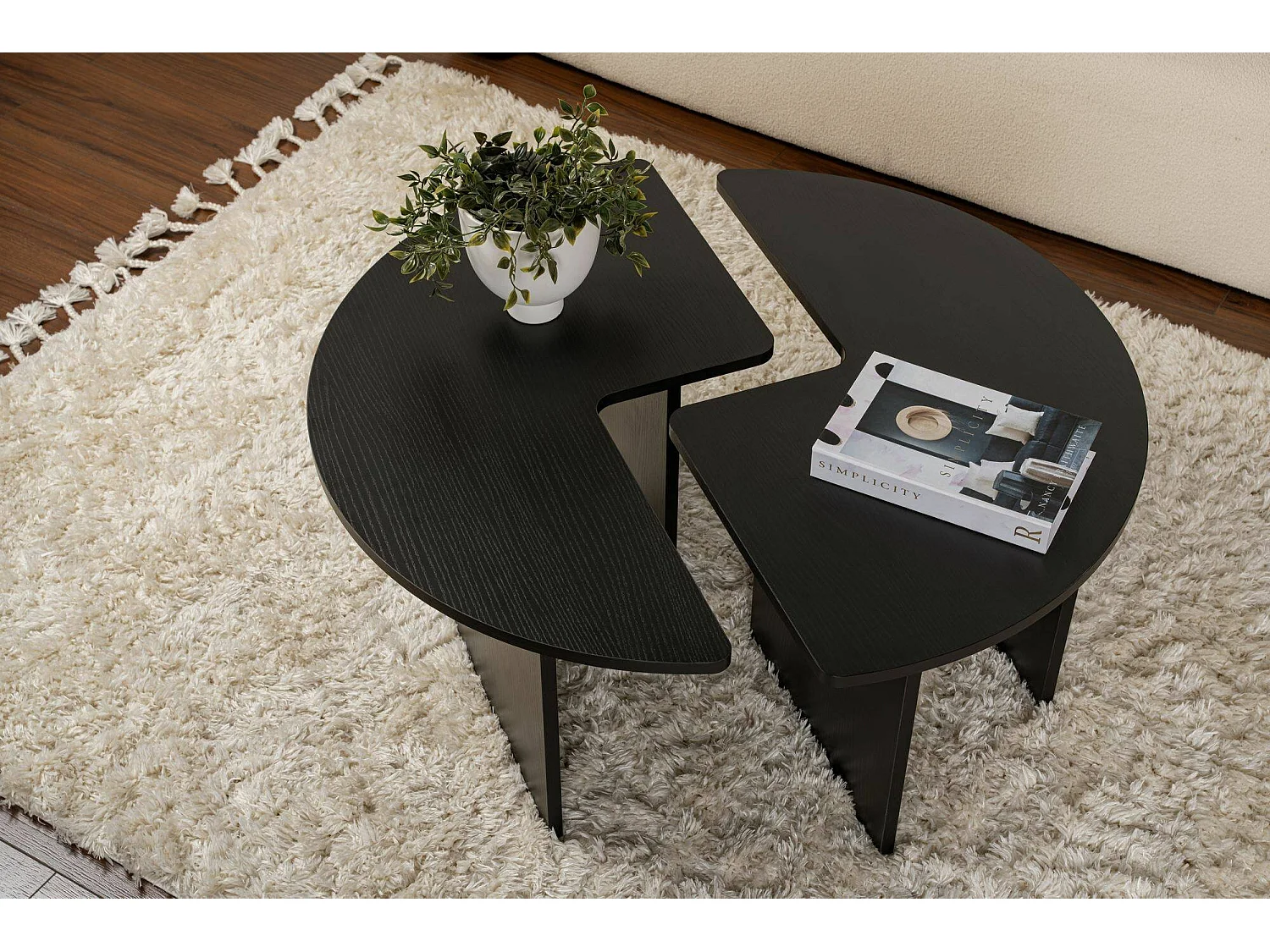 Salontafel Tairn, ronde vorm, 90x90x41h cm zwart, blad van gemelamineerd hout, kleur blad zwart