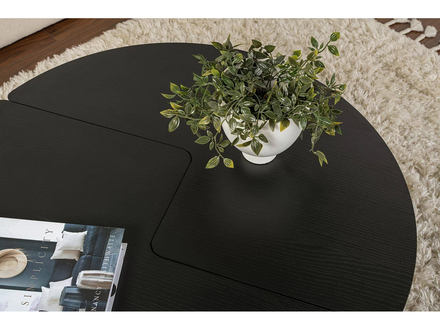 Salontafel Tairn, ronde vorm, 90x90x41h cm zwart, blad van gemelamineerd hout, kleur blad zwart