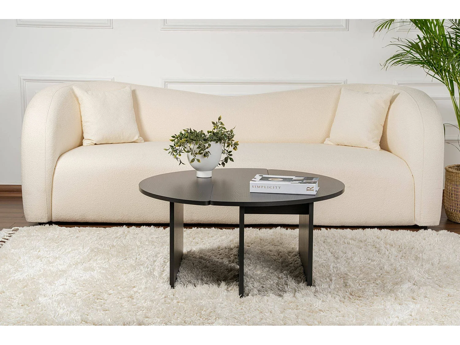 Salontafel Tairn, ronde vorm, 90x90x41h cm zwart, blad van gemelamineerd hout, kleur blad zwart