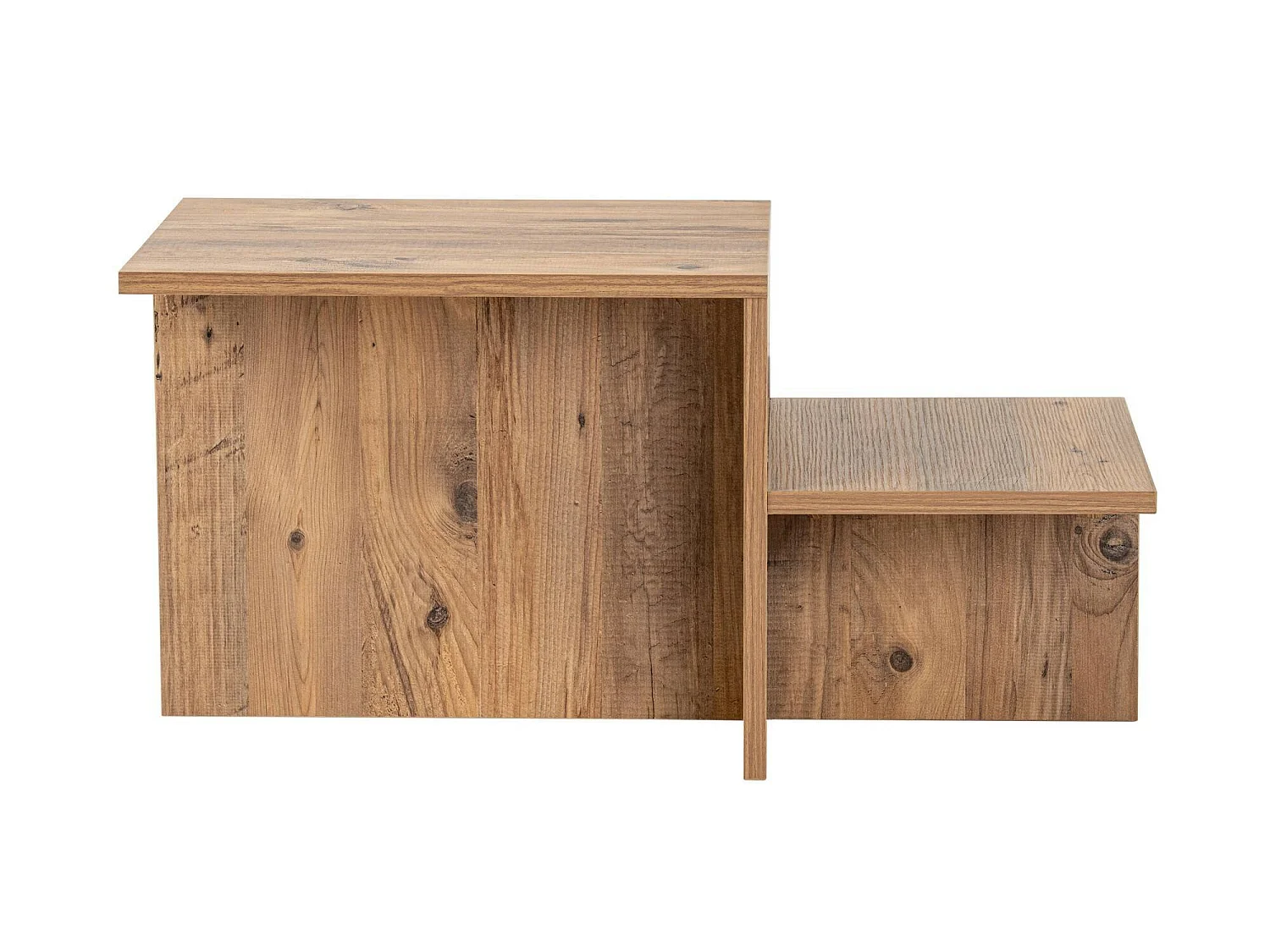 Salontafel Varian, rechthoekig, 80x40x40h cm, bruin dennenhout, massief houten blad, kleur legplank bruin