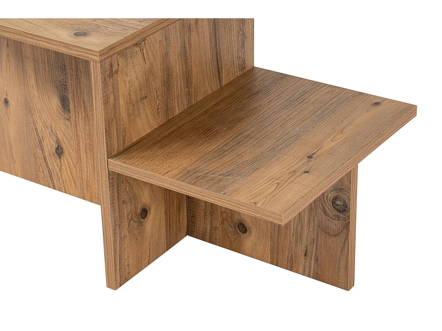 Salontafel Varian, rechthoekig, 80x40x40h cm, bruin dennenhout, massief houten blad, kleur legplank bruin
