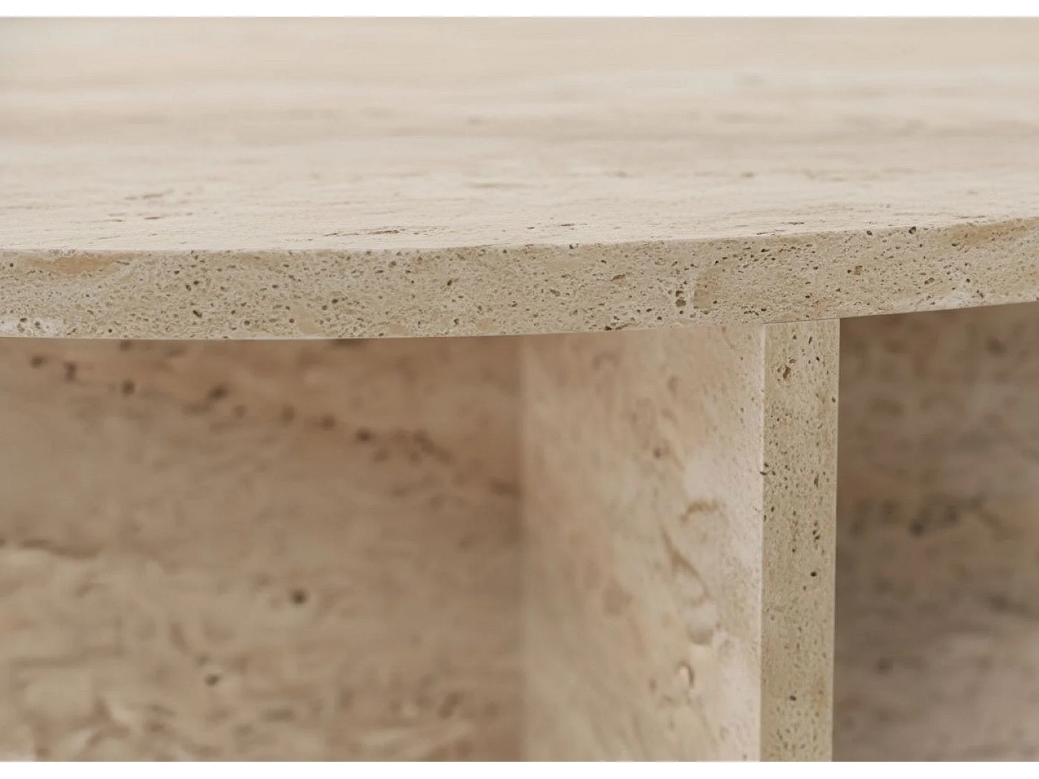 Table basse Simbario, ronde, 90x90x40 cm blanc marbre, plateau en bois noble, couleur blanc