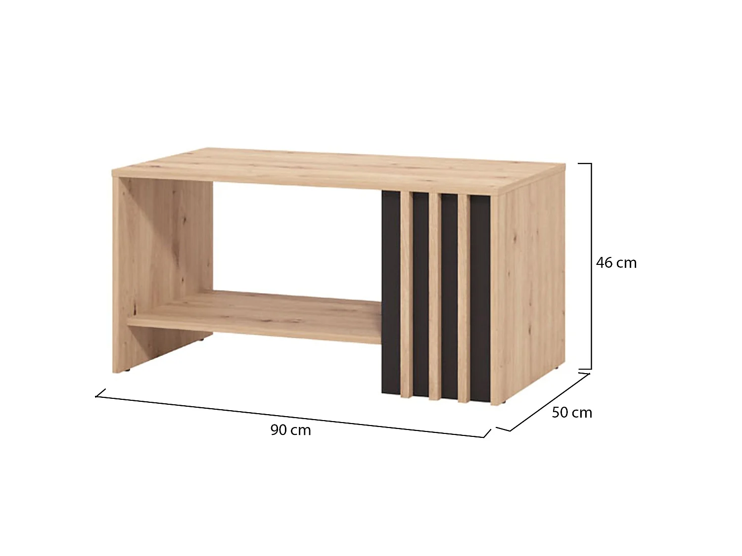 Tavolino da Salotto Tricerro, un Vano, 90x50x46h cm Marrone Rovere Nodi, Forma Rettangolare, Colore Ripiano Marrone