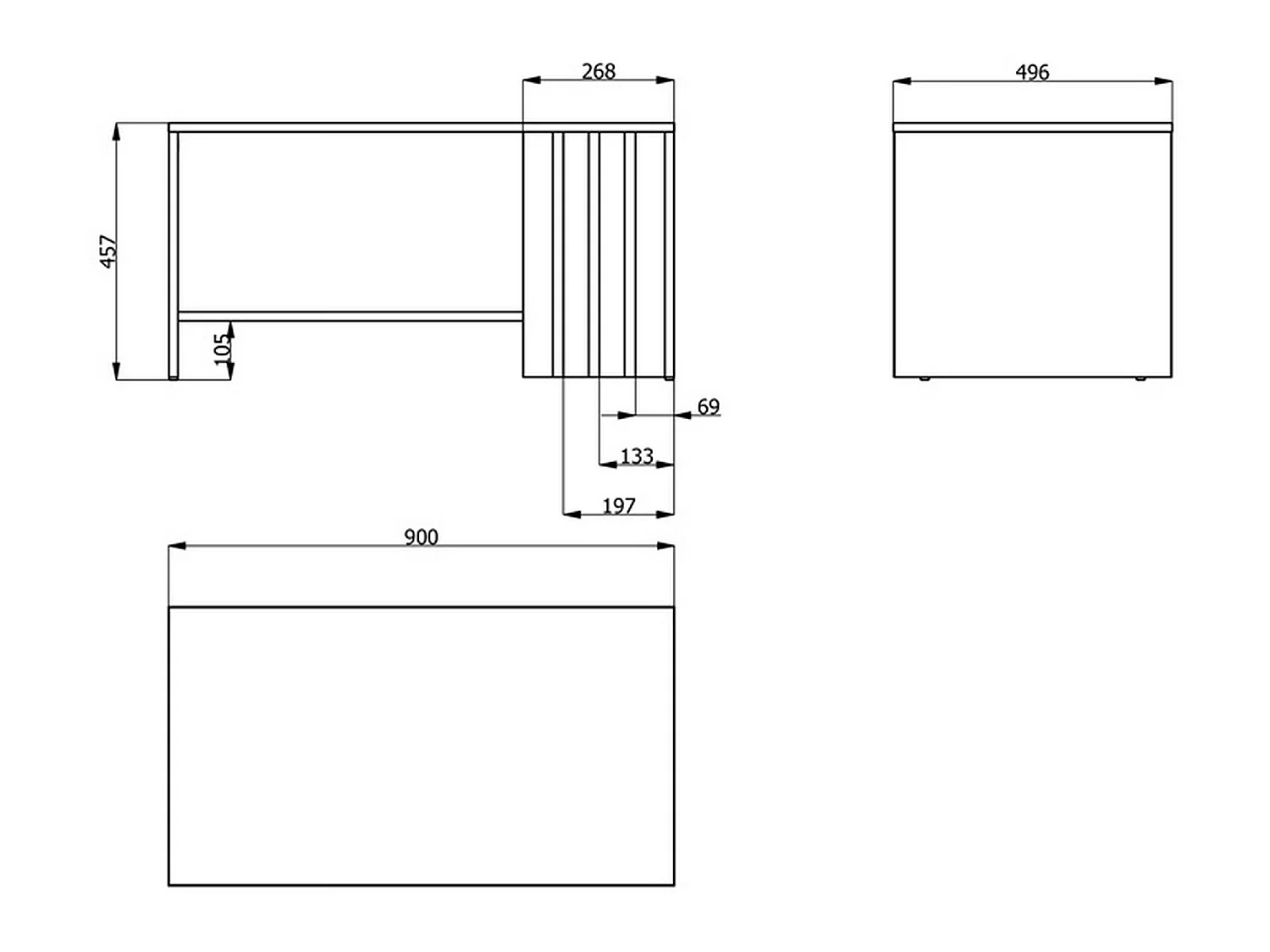 Tavolino da Salotto Tricerro, un Vano, 90x50x46h cm Marrone Rovere Nodi, Forma Rettangolare, Colore Ripiano Marrone