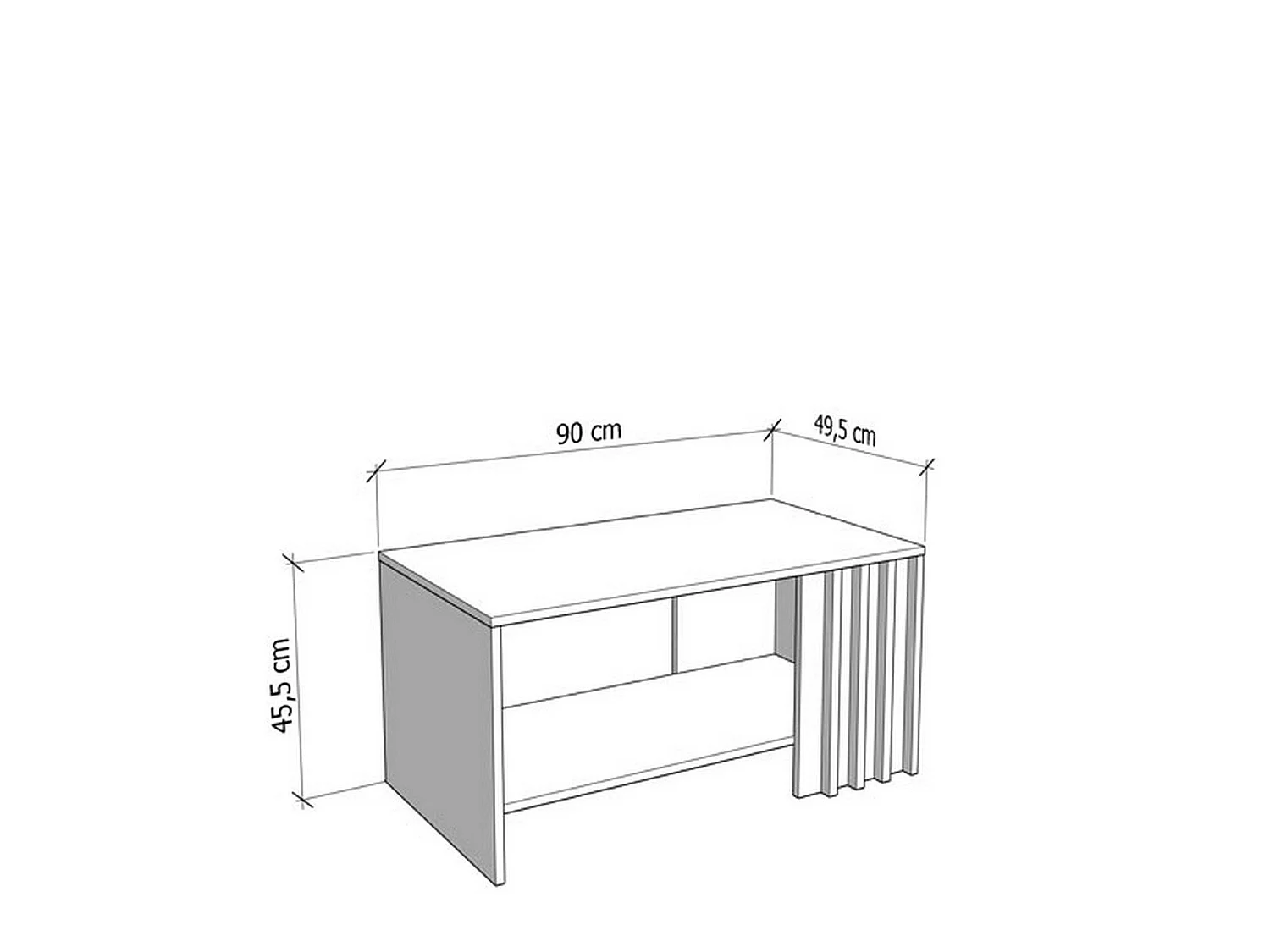 Tavolino da Salotto Tricerro, un Vano, 90x50x46h cm Marrone Rovere Nodi, Forma Rettangolare, Colore Ripiano Marrone
