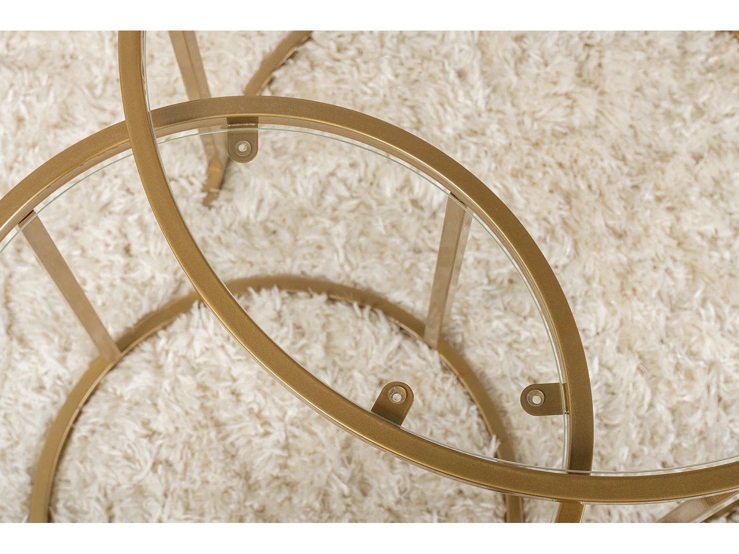 Tavolino da Salotto Simaxis, Modulabile, 60x60x43h cm oro, Forma Rotondo, Materiale Piano in Vetro