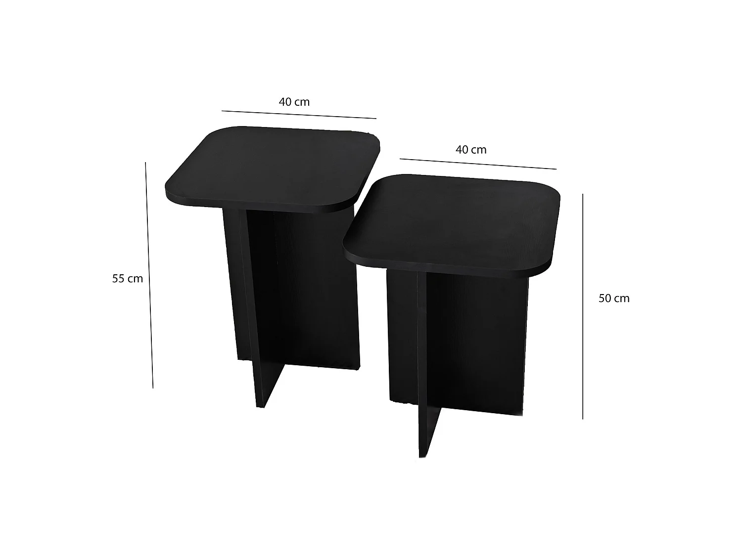 Tavolino da Salotto Meduno, Forma Quadrato, 40x40x50h cm Nero, Materiale Piano in Legno Nobilitato, Colore Ripiano Nero