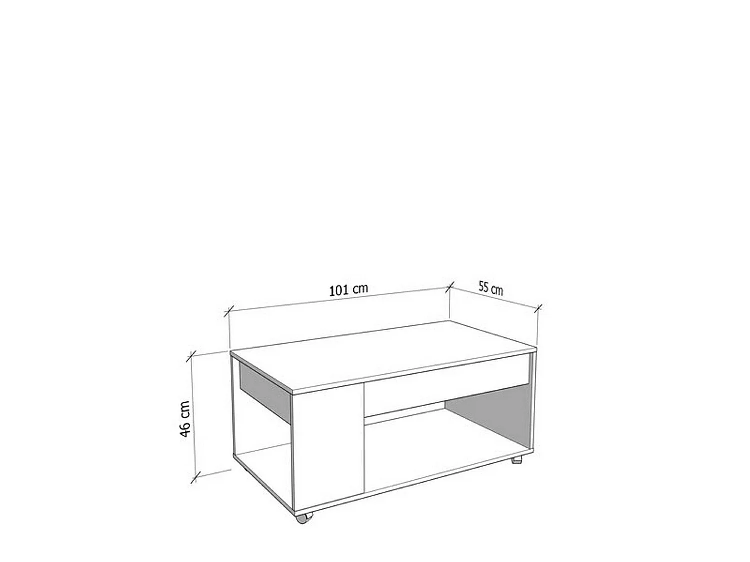 Tavolino da Salotto Cunico, con Piedini, 101x55x46h cm Marrone Rovere Nodi, un Vano, Forma Rettangolare