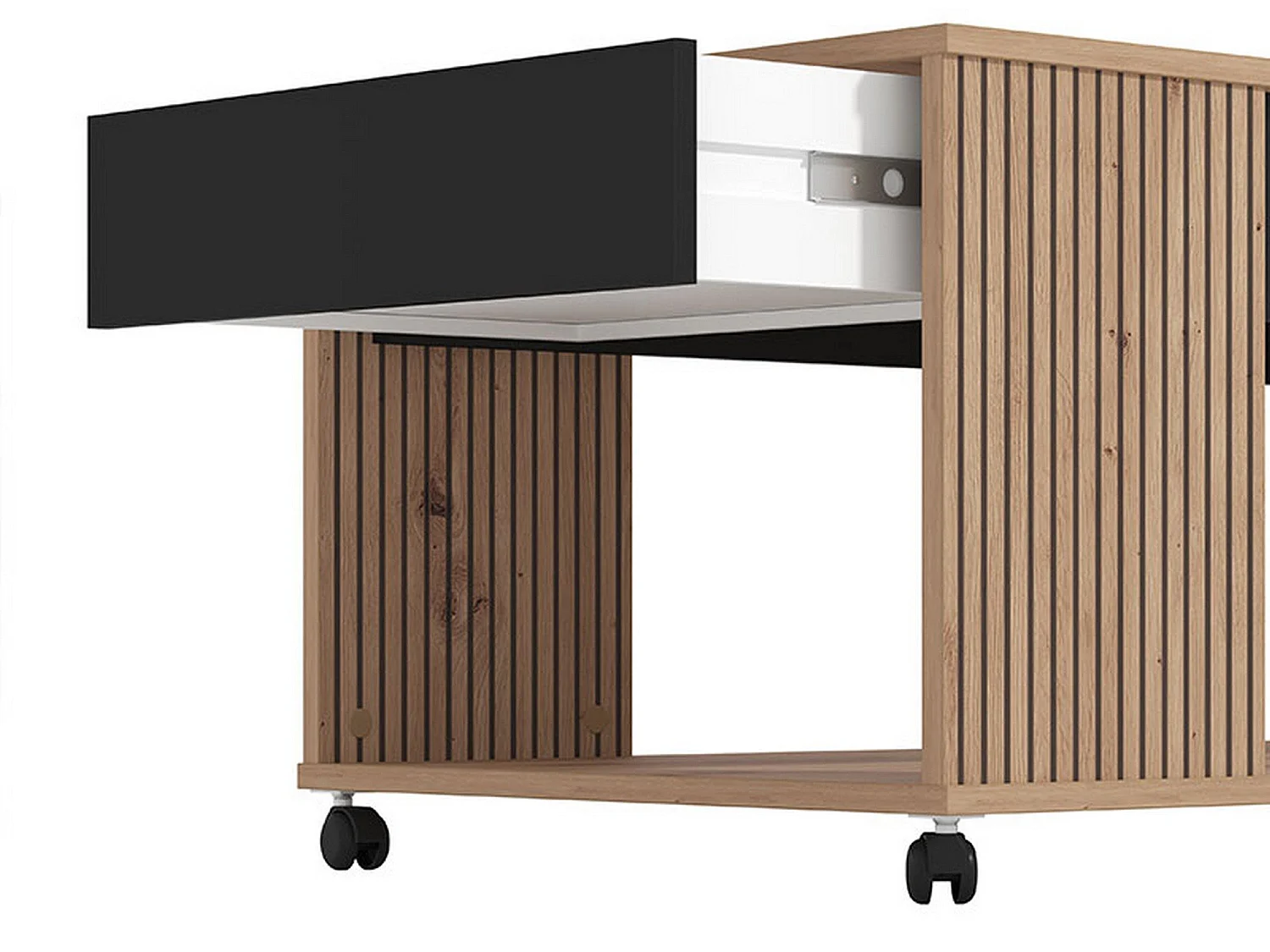 Tavolino da Salotto Cunico, con Piedini, 101x55x46h cm Marrone Rovere Nodi, un Vano, Forma Rettangolare