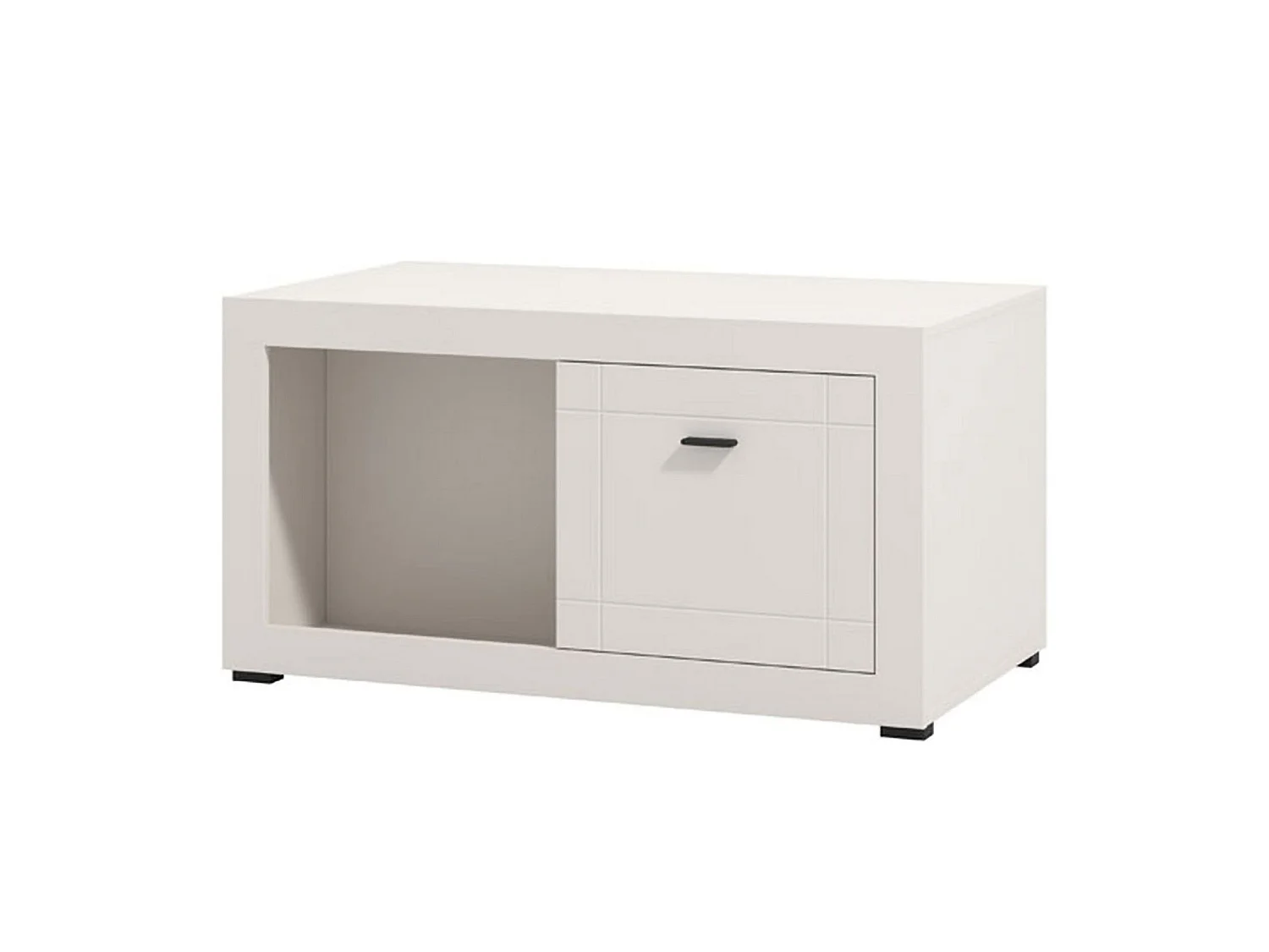 Tavolino da Salotto Vervio, 3 Vani, 101x58x54h cm Bianco, Forma Rettangolare, Materiale Piano in Legno Nobilitato
