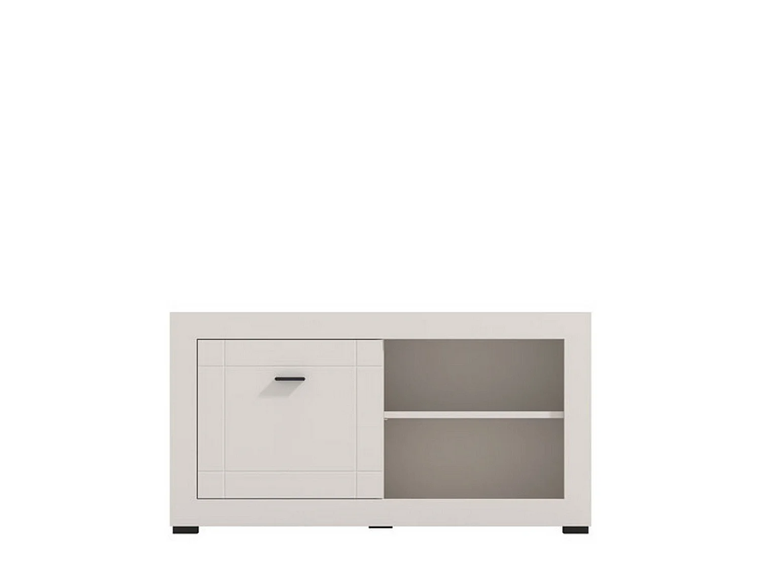Tavolino da Salotto Vervio, 3 Vani, 101x58x54h cm Bianco, Forma Rettangolare, Materiale Piano in Legno Nobilitato
