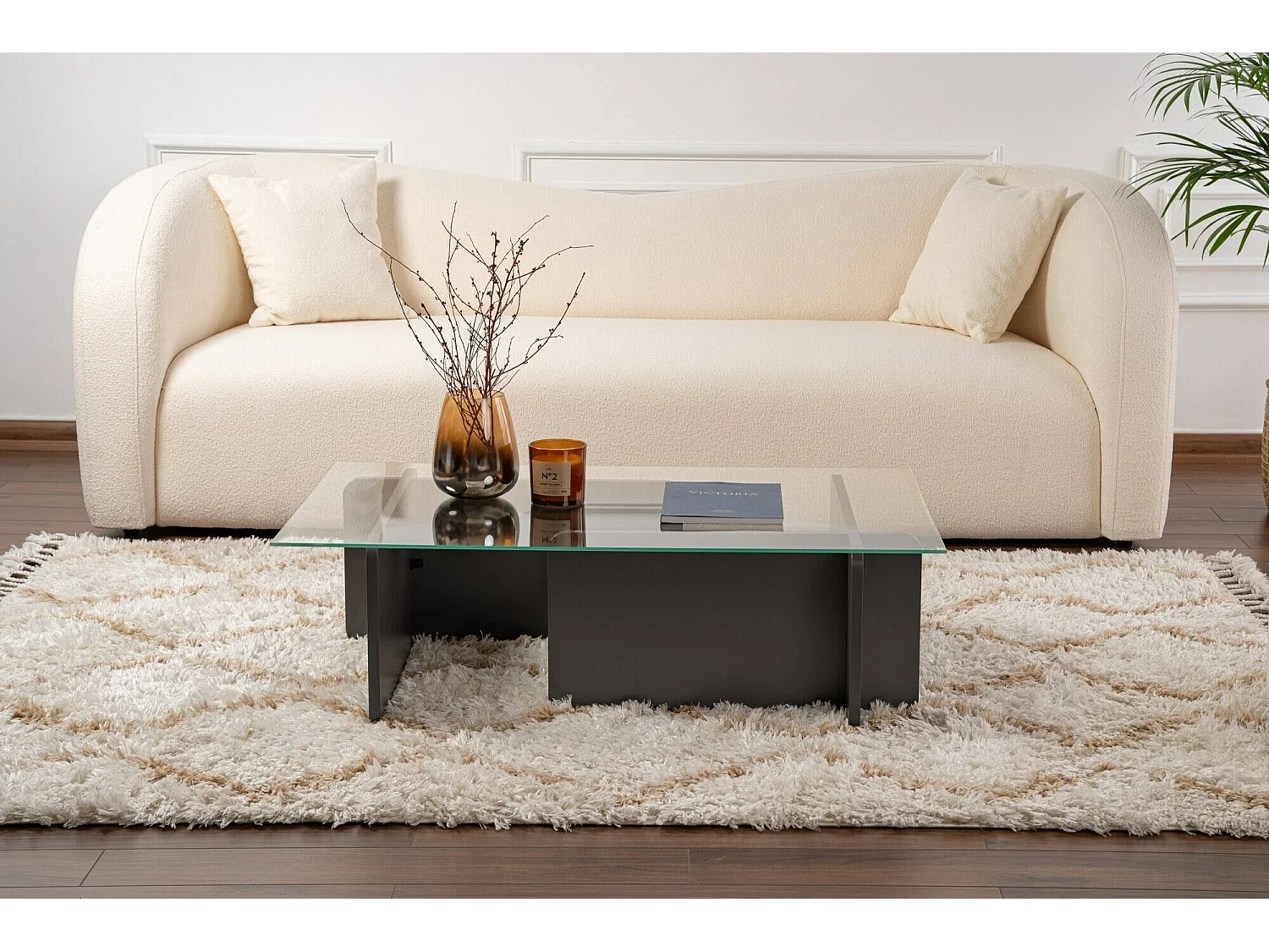 Kallias Couchtisch, Zeitschriftenhalter, 65x105x30h cm, Anthrazitschwarz