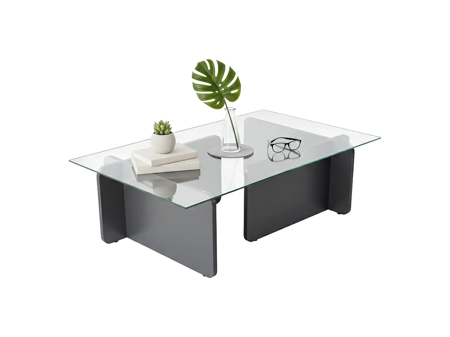 Kallias Couchtisch, Zeitschriftenhalter, 65x105x30h cm, Anthrazitschwarz