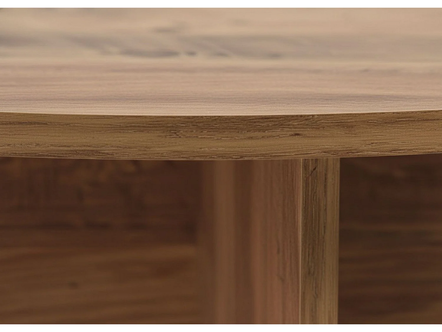 Table basse Simbario, ronde, 90x90x40h cm, chêne nodé, plateau en bois mélaminé, couleur marron
