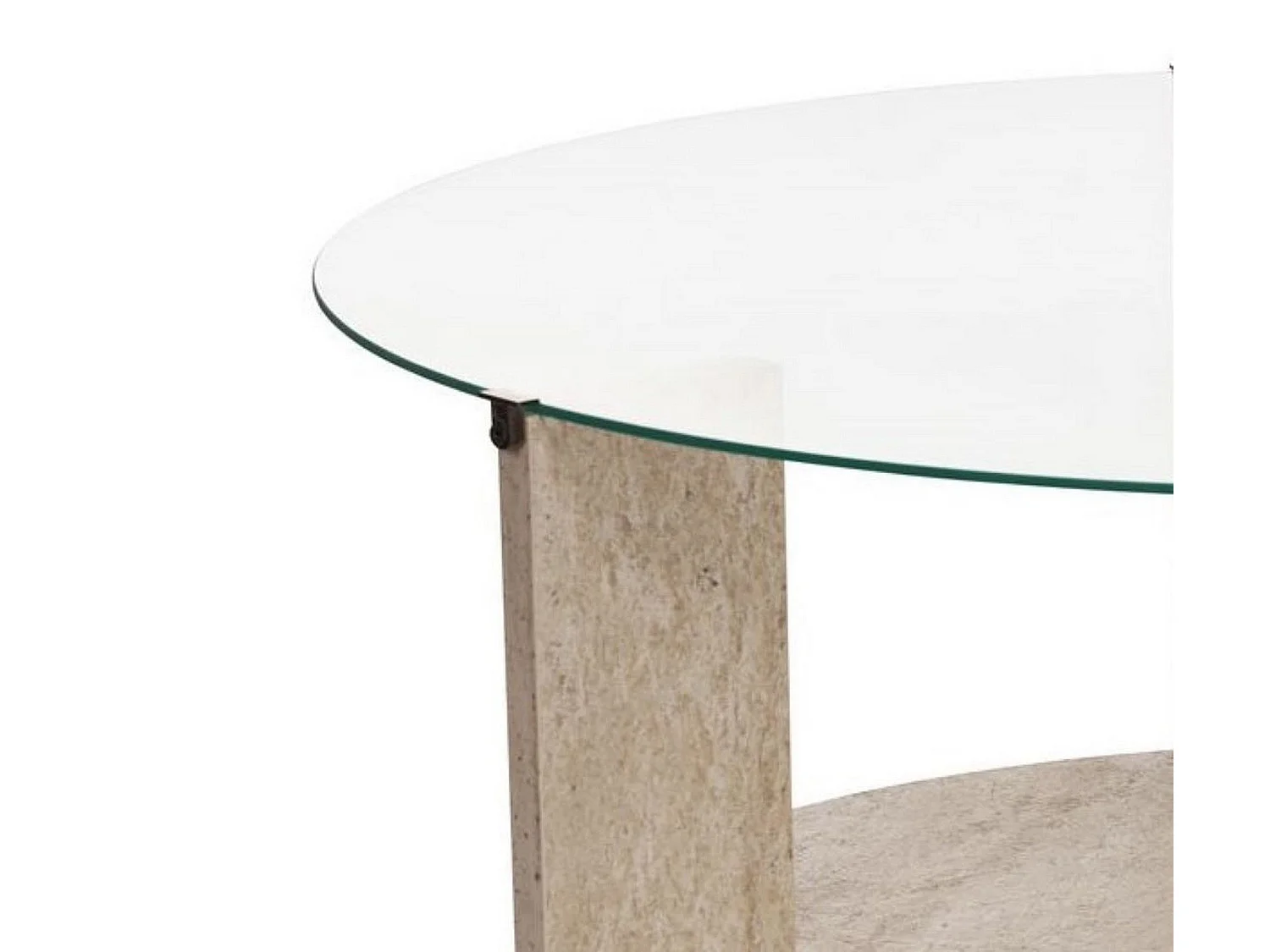 Table Basse Canevino, Forme Ronde, 75x75x40h cm Blanc Marbre, Plateau en Verre, Couleur Transparente