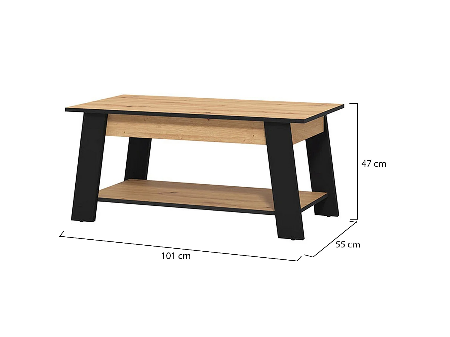 Tavolino da Salotto Casaglia, un Vano, 101x55x47h cm Marrone Rovere Nodi, Forma Rettangolare, Colore Ripiano Marrone
