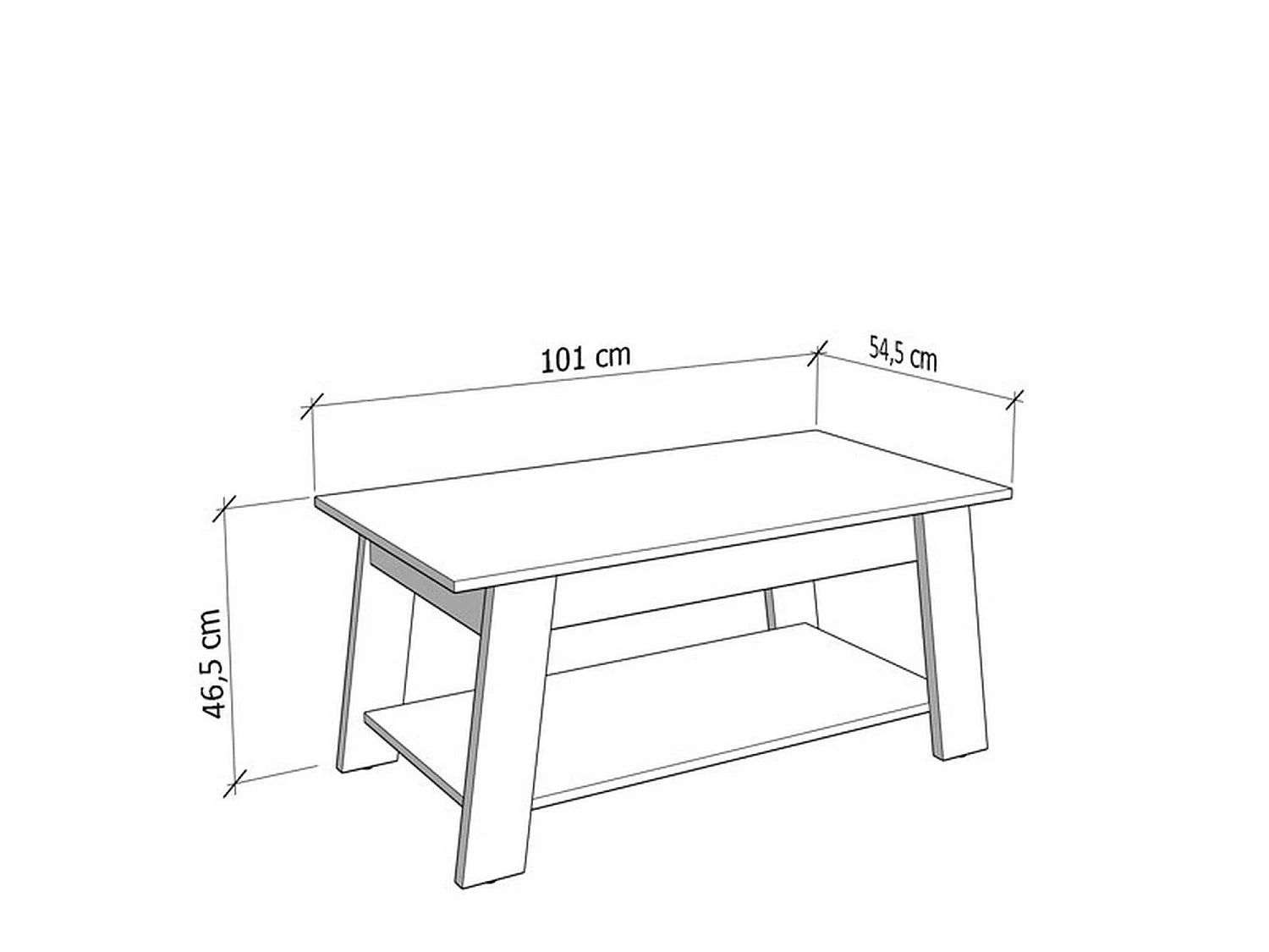 Tavolino da Salotto Casaglia, un Vano, 101x55x47h cm Marrone Rovere Nodi, Forma Rettangolare, Colore Ripiano Marrone