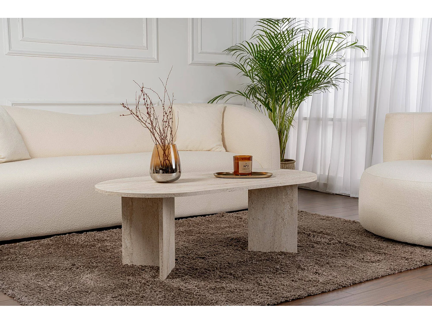 Salontafel Elain, Maximaal draaggewicht 20 kg, 119x60x40h cm Beige, Rechthoekig, Tafelblad van gemelamineerd hout