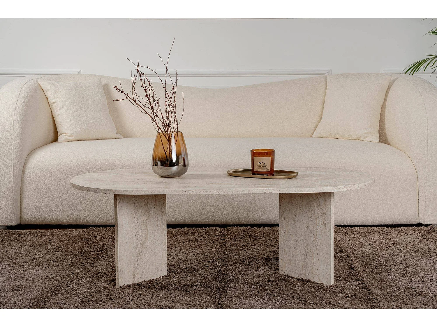 Salontafel Elain, Maximaal draaggewicht 20 kg, 119x60x40h cm Beige, Rechthoekig, Tafelblad van gemelamineerd hout