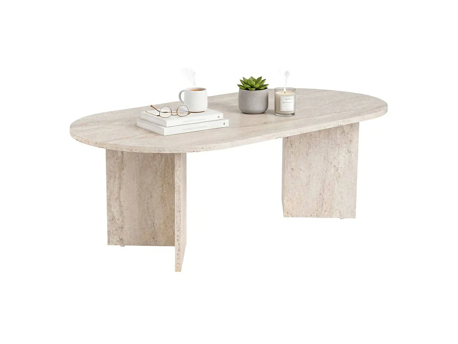 Salontafel Elain, Maximaal draaggewicht 20 kg, 119x60x40h cm Beige, Rechthoekig, Tafelblad van gemelamineerd hout