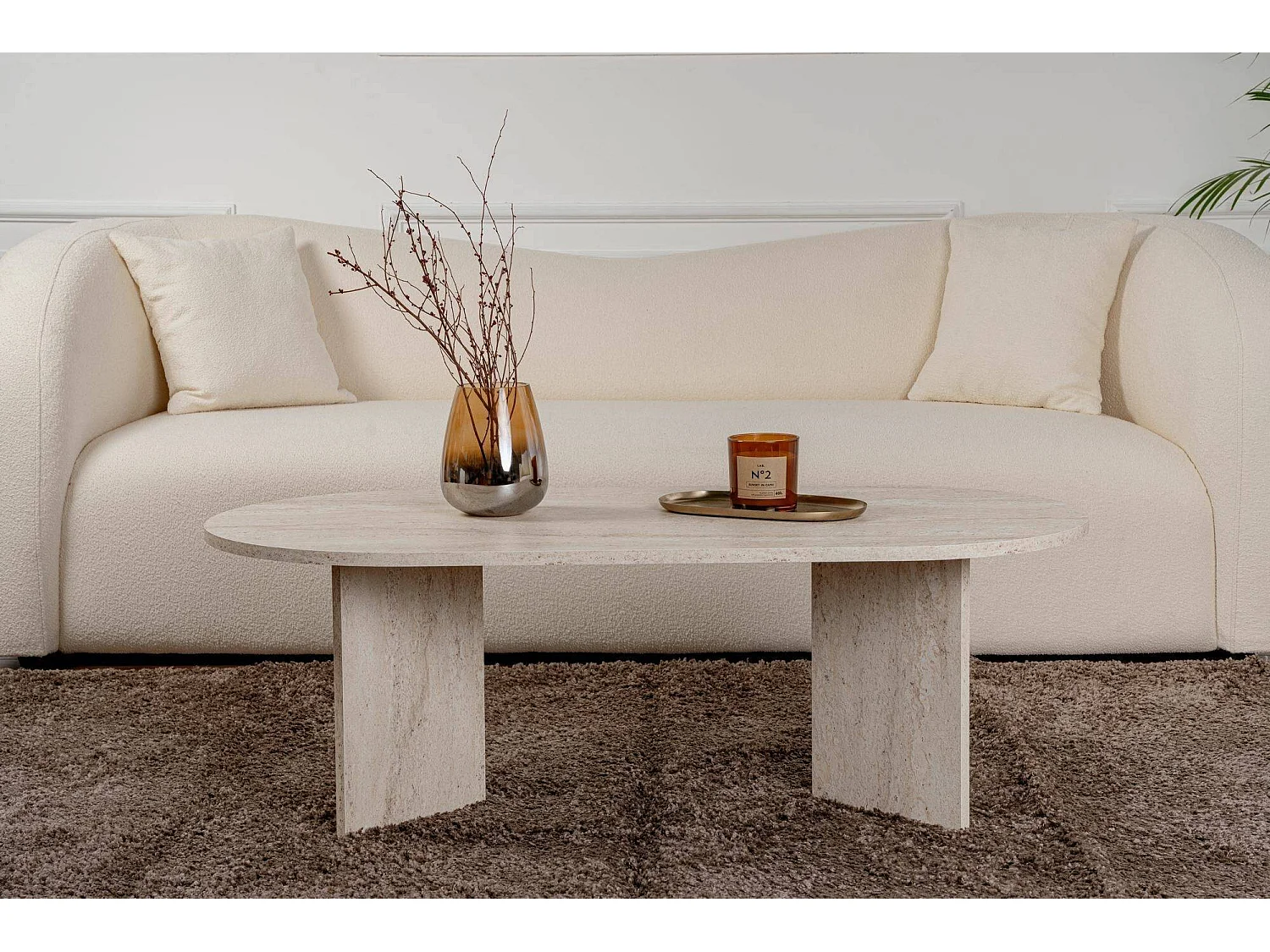 Salontafel Elain, Maximaal draaggewicht 20 kg, 119x60x40h cm Beige, Rechthoekig, Tafelblad van gemelamineerd hout