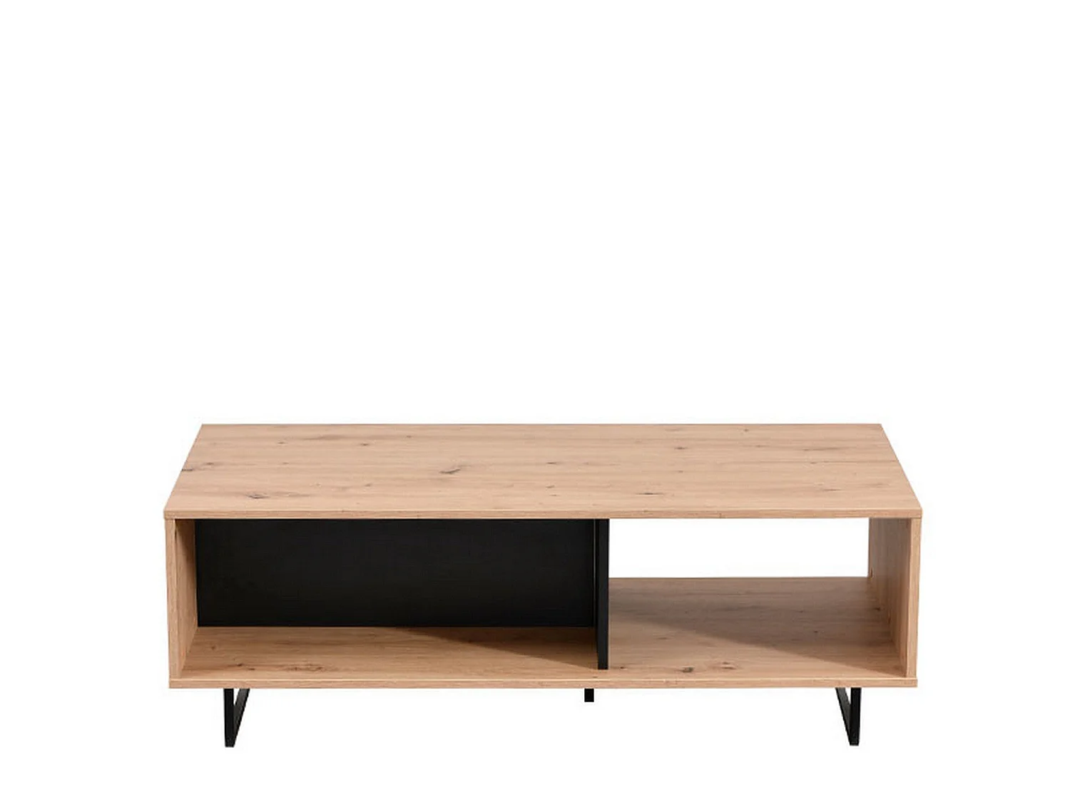 Tavolino da Salotto Corsano, con Piedini, 121x61x43h cm Marrone Rovere Nodi, 2 Vani, Forma Rettangolare