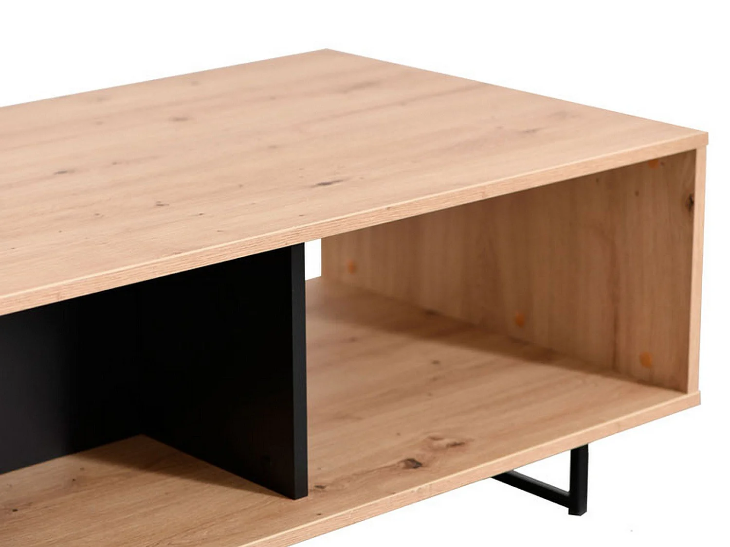 Tavolino da Salotto Corsano, con Piedini, 121x61x43h cm Marrone Rovere Nodi, 2 Vani, Forma Rettangolare