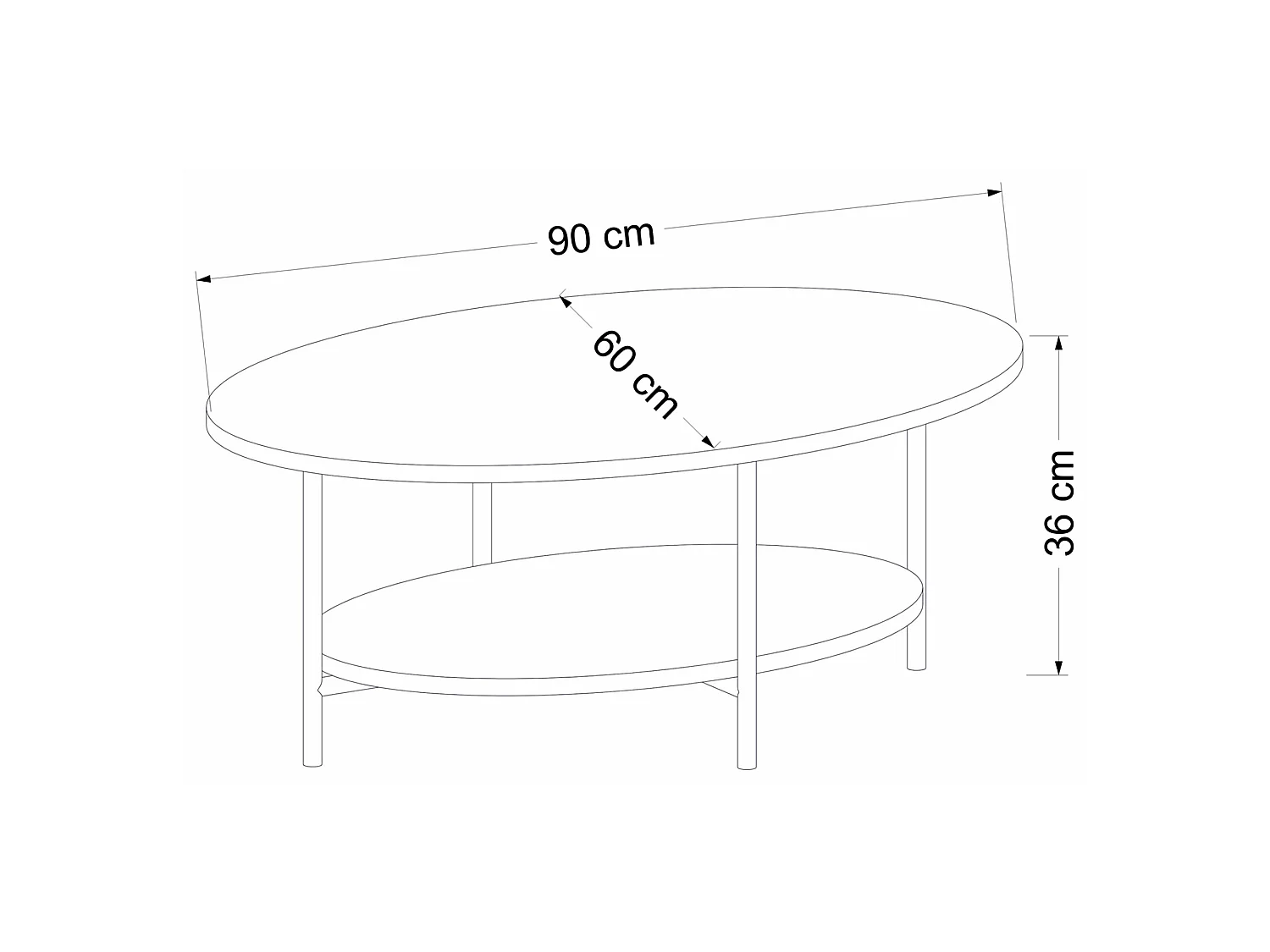 Couchtisch Subiaco, mit Füßen, 90x60x36h cm Beige Marmor, ein Fach, Oval Form