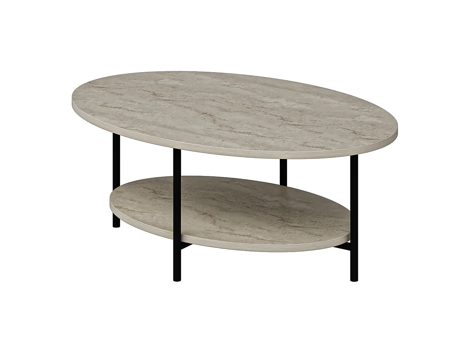 Couchtisch Subiaco, mit Füßen, 90x60x36h cm Beige Marmor, ein Fach, Oval Form