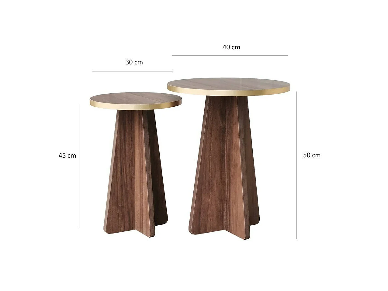 Salontafel Cardito, tijdschriftenrek, 40x40x50h cm goud goud, ronde vorm, kleur blad bruin