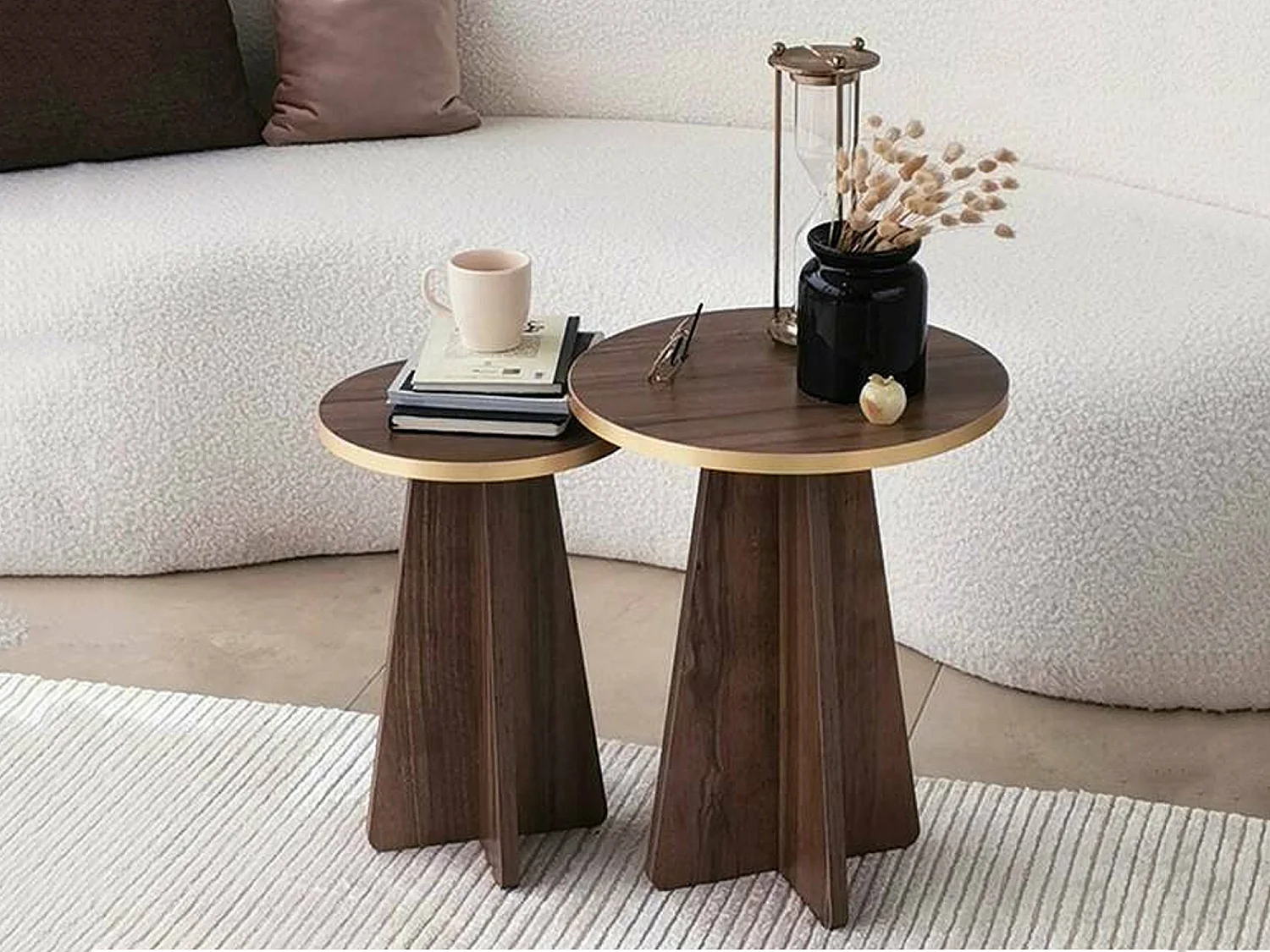 Table Basse Leostris, Porte-revues, 40x40x50h cm, Noyer Marron